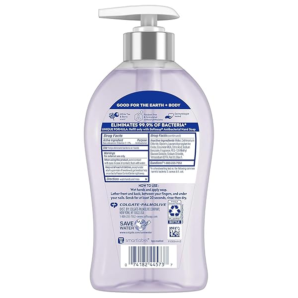 SOFTSOAP LIQUID HAND SOAP PUMP, ANTIBACTERIAL WHITE TEA AND BERRY FUSION, 11.25 OUNCE