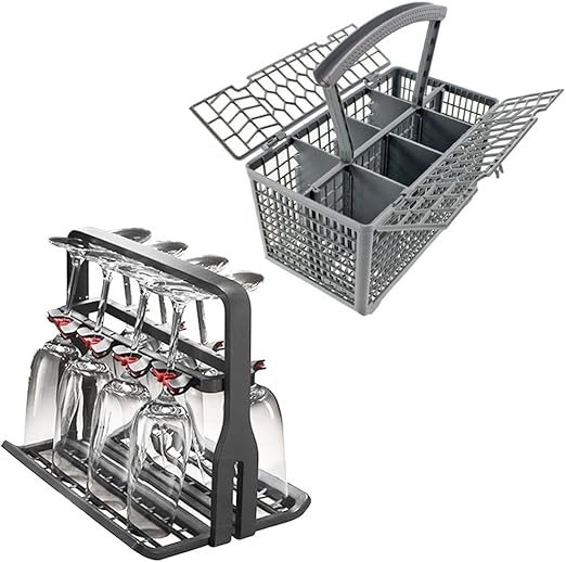 SPARES2GO Universal Dishwasher Wine Glass Basket Rack & Cutlery Box