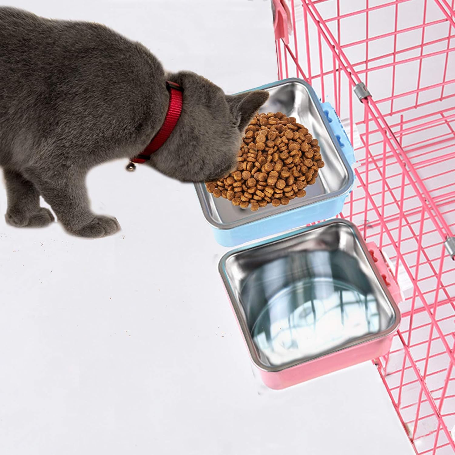 Tfwadmx Cat Food Bowl for Cage, Small Pet Hanging Removable Water Dish Feeding Cup with Holder Small Cleaning Broom Set for Dog Puppy Rabbit Chinchilla Guinea Pig. : Kitchen & Dining