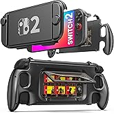 AXYBCOOL Switch 2 Grip Case Compatible with Nintendo Switch 2(2025), Switch 2 Protective Grip Cover with 6 Game Slots, Hard-Shell Front Cover Screen Protector