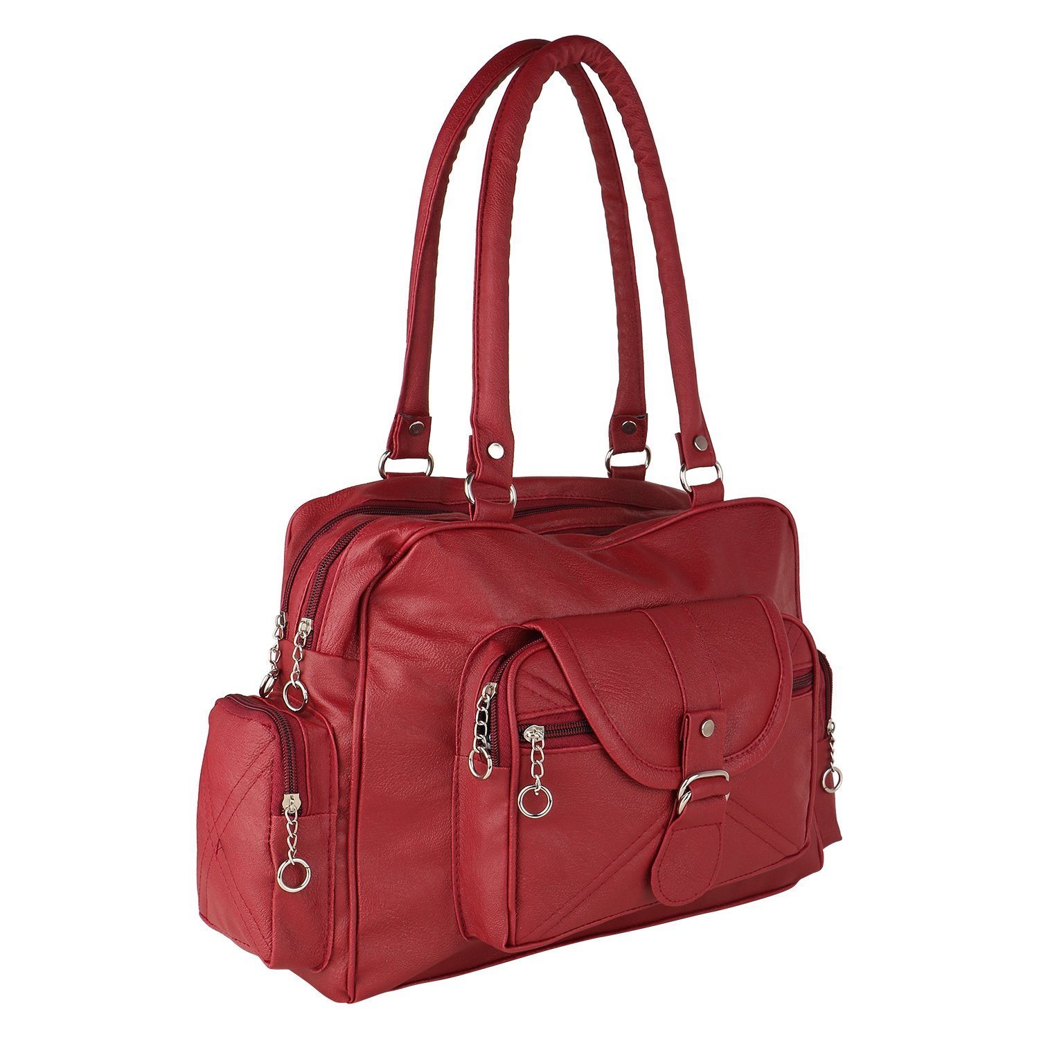 mango star women's pu leather handbag (maroon)