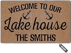 MsMr Personalized [Your Name] Door Mat Indoor Outdoor Custom Doormat Decorative Home Office Welcome Mat Welcome to Our Lake House Doormat 23.6