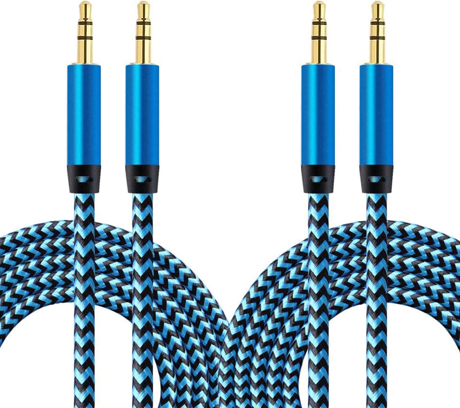 Aux Cable, 2 Pack 5ft Auxiliary Cord 3.5MM Audio Cable CableLovers Nylon Braided Headphone Cable Male to Male Aux Cord for Car /Home Stereos, iPhone, iPad, iPods, Beats, Galaxy, Sony, Echo Dot, Tablet