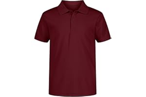 Izod Boys School Uniform Short Sleeve Polo Shirt, Button Closure, Moisture Wicking Performance Material