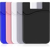 SHANSHUI Card Holder for Phone, Adhesive Phone Wallet Credit ID Business Card Holder Silicone Pocket Stick on Compatible with iPhone & All Smartphones 5 Pack
