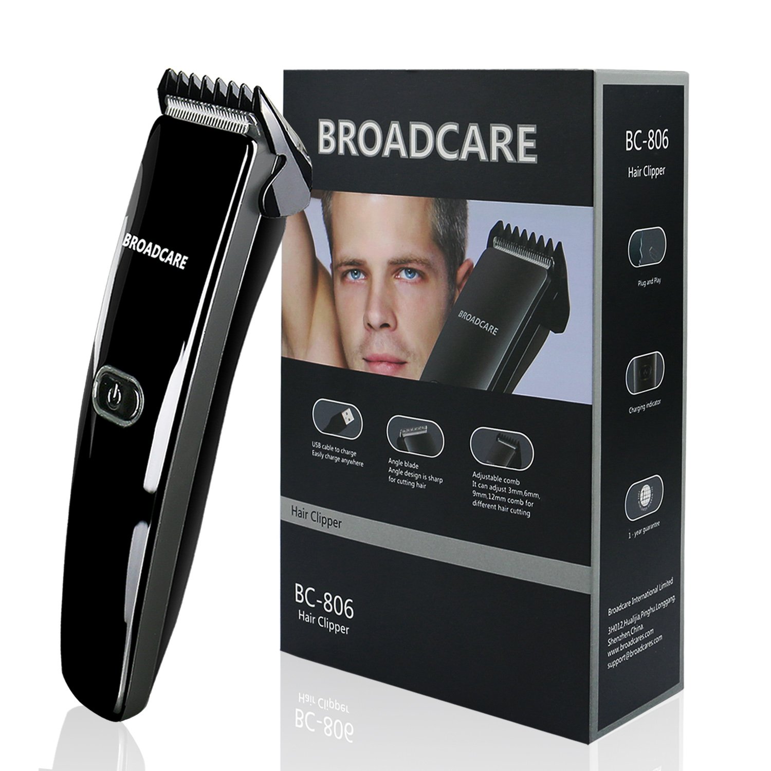 BROADCARE Cortapelos Electrónico Maquina Cortar Pelo Afeitadora Corporal Inalámbrica para Hombres Cortapelos Cortador de Pelo Profesional Pantalla LCD Cargador USB con Batería de Litio