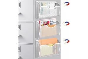 LQPAFZ 3 Pcs Magnetic File Holder for File Cabinets, Folder Holder Organizer- No Drilling Paper Document Holder, Large Capacity Office Hanging Magazine Rack for Refrigerator, Whiteboard, Office, Kitchen