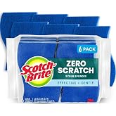 Scotch-Brite Zero Scratch Scrub Sponge, 6 Pack | Kitchen Sponges for Cleaning Home, Bathroom, Effective + Gentle Dish Scrubber, Safe on Nonstick surfaces