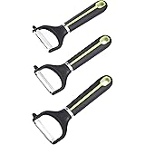 Amazon Basics 3-Piece Y-Peeler Set, Soft Grip Handle, Grey and Green