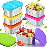 Layhit 6 Pcs Stainless Steel Snack Containers for Kids, 8 oz Lunch Containers with Silicone Lids Small Reusable Metal Food Box for Child Daycare School Home Storage Supplies(Vivid Color)