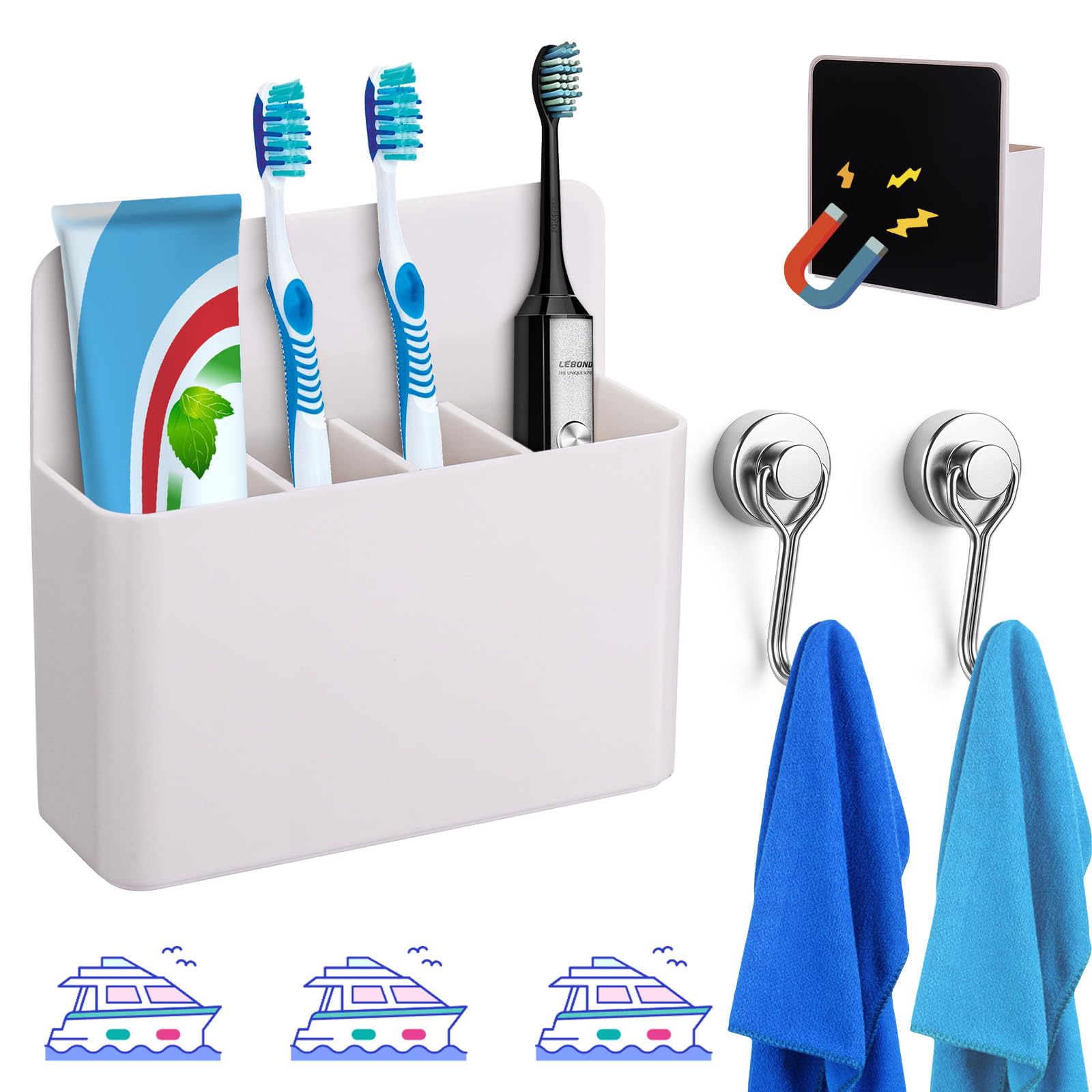 Photo 1 of Palksky Magnetic Toothbrush Holder for Cruise Essentials 2025, Tooth Brush Organizer with 2 Magnetic Hooks for Alaska/Caribbean Cruise Must Have