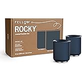 Fellow Rocky Lowball Tumbler Set of 2 - ​​Insulated Stainless Steel Cocktail Tumblers with Ceramic Interior and Swivel Pebble Lid - 10 oz, Stone Blue