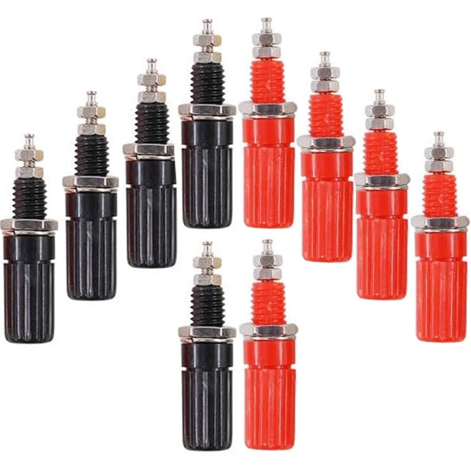 RUNCCI-YUN 10Pcs Amplifier Speaker Binding Post Terminal Female Adapter Panel Mount Binding Post for Banana Plug Connectors Speaker Cable Connectors(Length:1.8" Black and Red)