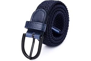 Junior Braided Stretch Elastic Belt |Pin Buckle | PU Loop End Tip | Boys Girls | 1" width