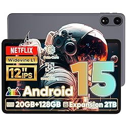 Tablet 12 Inch, Android 15 Tablet, 20GB RAM 128GB