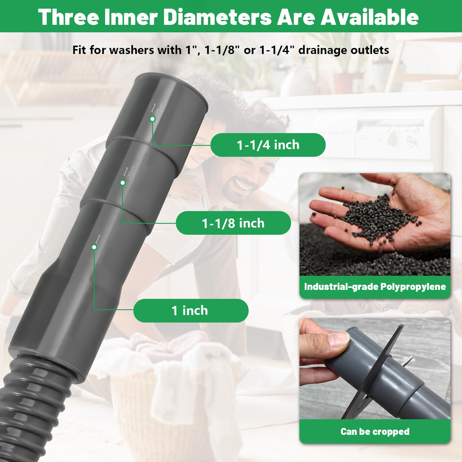 Universal Washing Machine Drain Hose Compatible with Samsung, LG, Whirlpool, Maytag, Kenmore, GE, Giantex, Panda and More - 10 Ft Corrugated Flexible Washing Hose with Clamp and U-Bend Holder