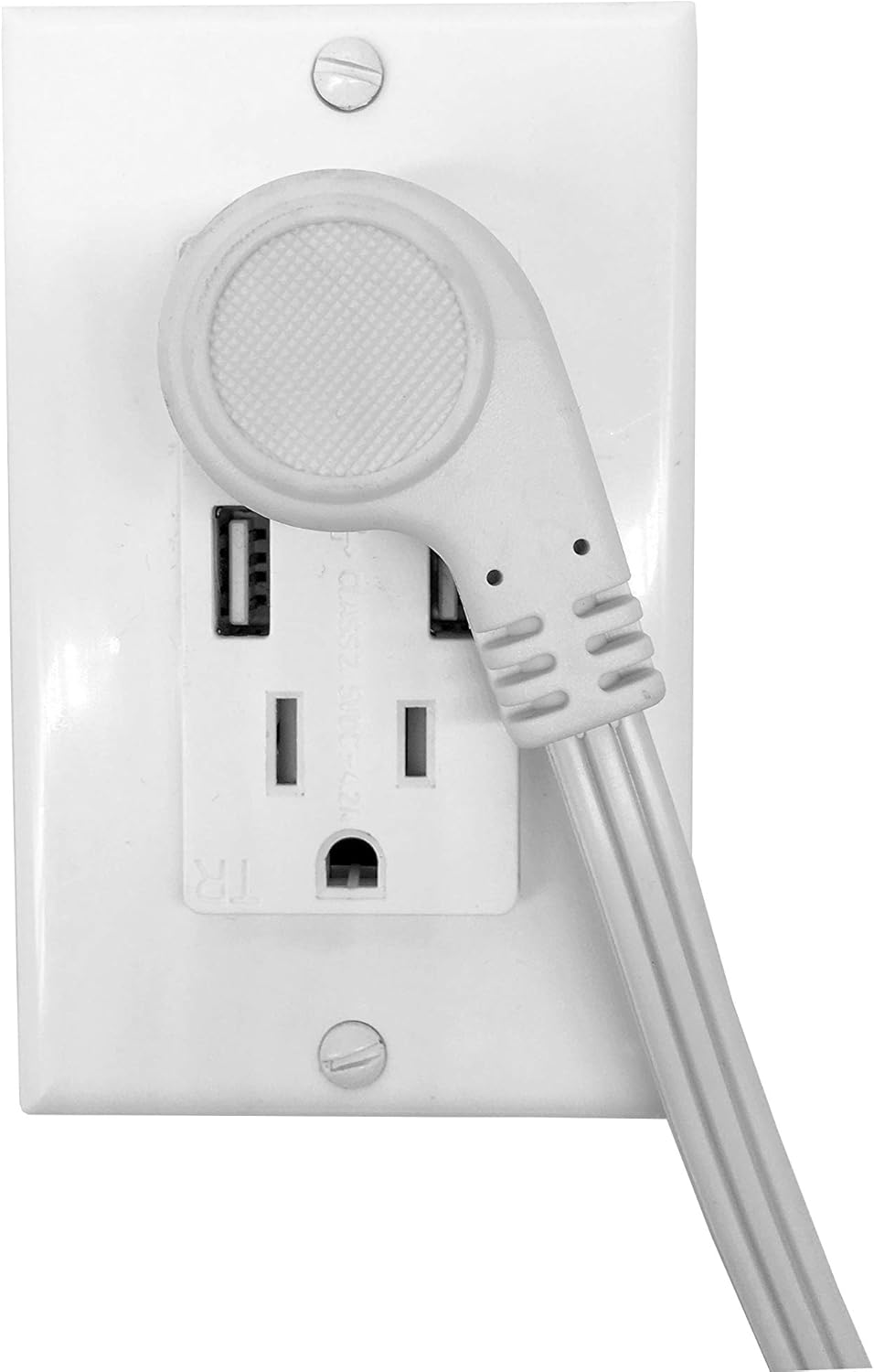8 Foot Flat Plug Extension Cord, 3 Prong Grounded Wire, Angled Plug, White, UL Listed 2PK - - 