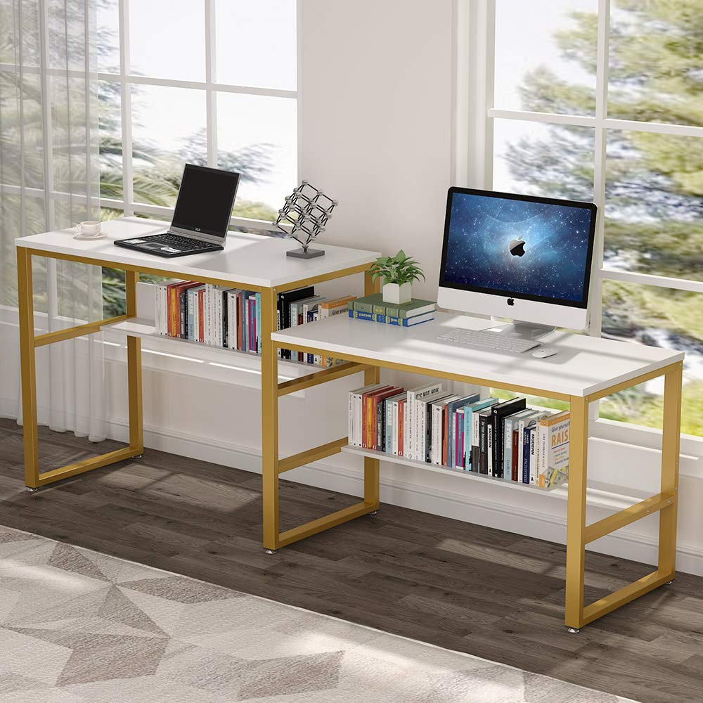 Best gold and white writing desk