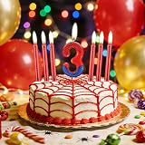 mciskin Happy 4th Birthday Candles Set Blue Red Spider Web Number 4 view 6