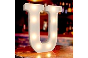ISTHKUBW Marquee Letters U, Led Letter Lights, 26 Alphabet Battery Powered LED Light Up Name Sign, Decorative Lighted Standing Letters for Graduation Party Night Light Wedding Birthday Room Bar Wall Decor