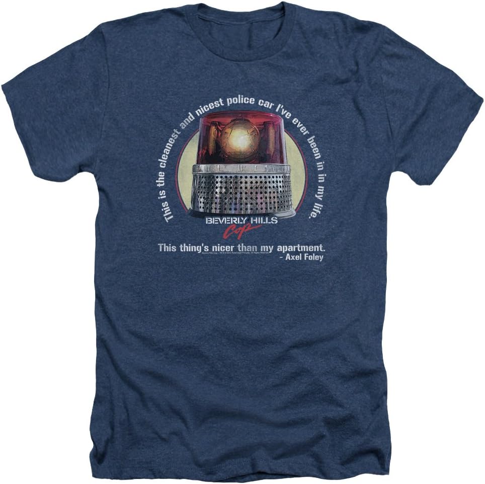 Unisex Beverly Hills Cop Nicest Police Car Heather Adult T-Shirt, Navy, Large