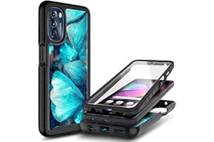 NZND Designed for Motorola Moto G 5G (2022) Phone Case with [Built-in Screen Protector] Full-Body Protective Shockproof Rugged Bumper Cover Case (Blue Butterfly)