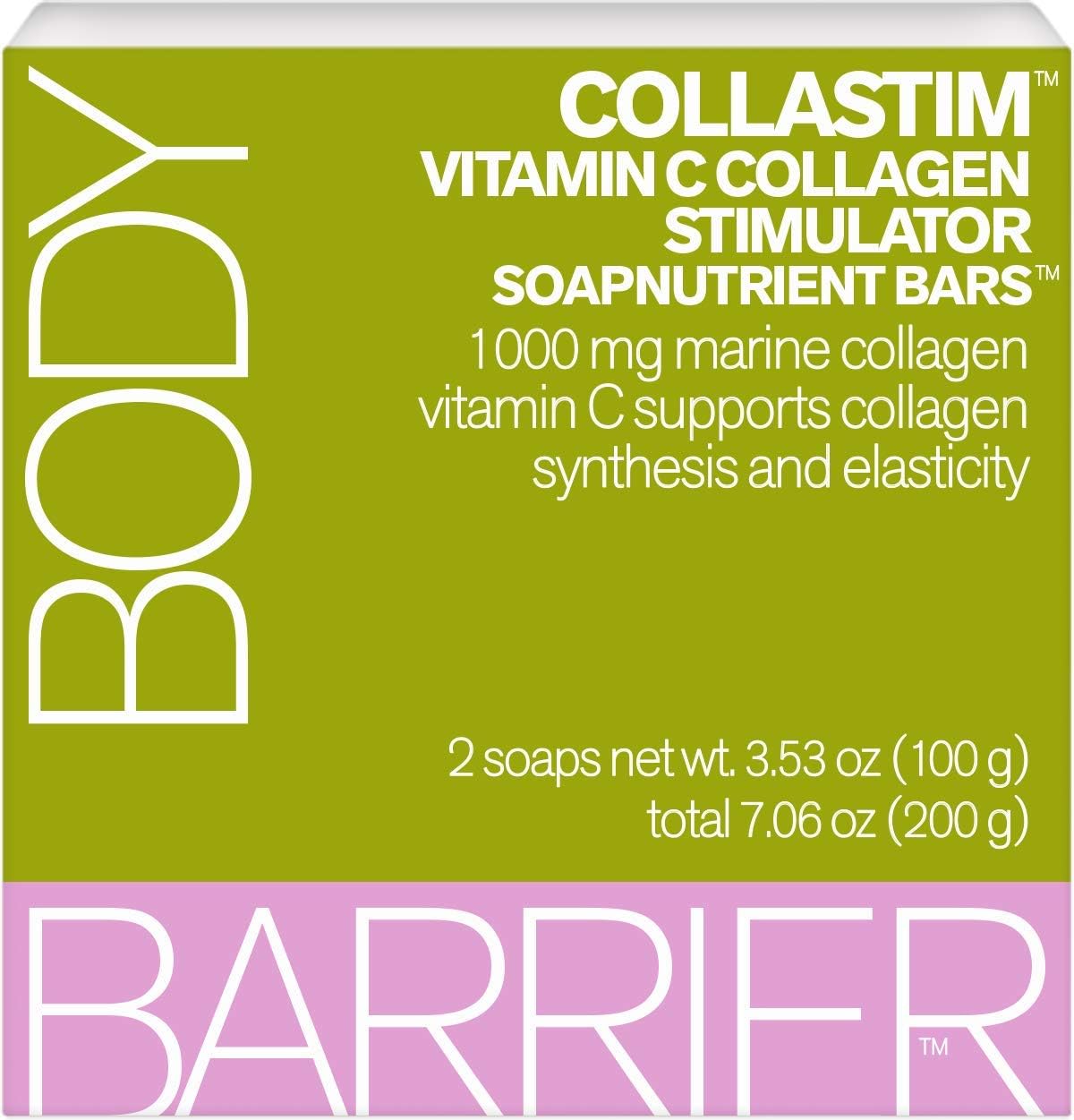 Body Barrier Collastim Vitamin C Collagen Stimulator Soapnutrient Soap Bars, 2 Pack, 7.06 oz