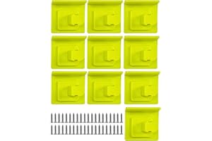 Ryzljss 10 Pack Tool Drill Mount Holder Compatible for Ryobi 18V Power Tool Holder Dock Hanger with 40 Screws Tool Drill Hanger Organizer