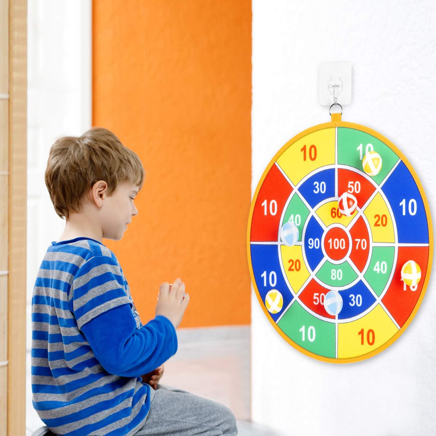 Kids Board Games, Double Sided Safe Dart Board for Kids with 9 Sticky Balls and 13.6 Inches Dartboard, Best Outdoor Indoor Sports Family Party Toys Game Gifts for Boys Girls Children: Toys & Games