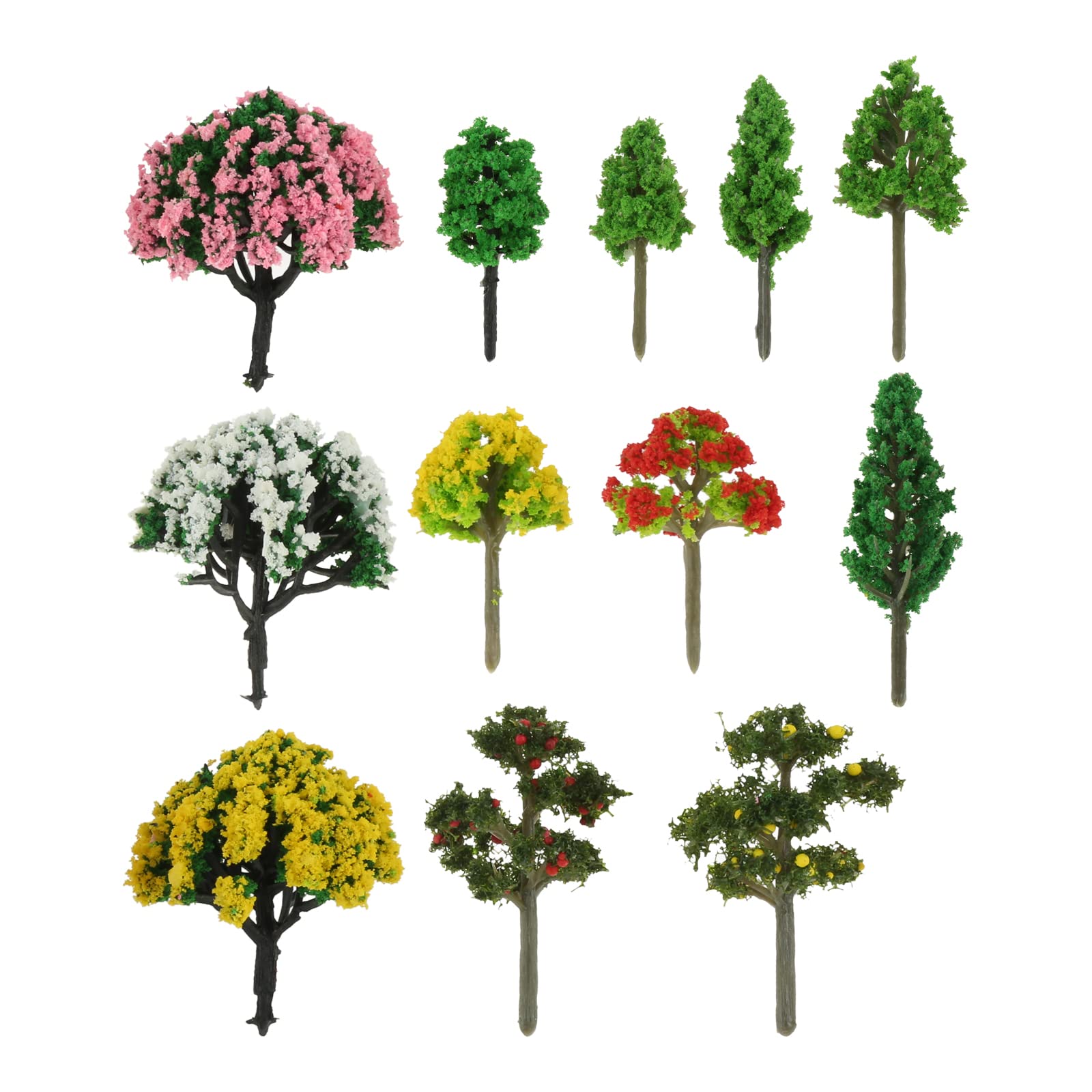 Yetaha 60 Pcs Miniature Trees Mixed Model Trees, Mixed Colors Flower Model Trees, Mini Artificial Flower Tree for Architecture Model Railway Train Scenery Moss Bonsai Micro Landscape Dollhouse Decor