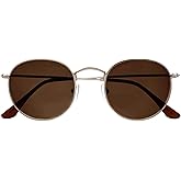 OPULIZE SOL Reading Sunglasses for Women Men,Tinted Lens with UV400 Protection,Scratch Resistant Round Metal frame with Spring Hinges, Matt Gold With Dark Brown Tips +1.5 (Pack of 1)