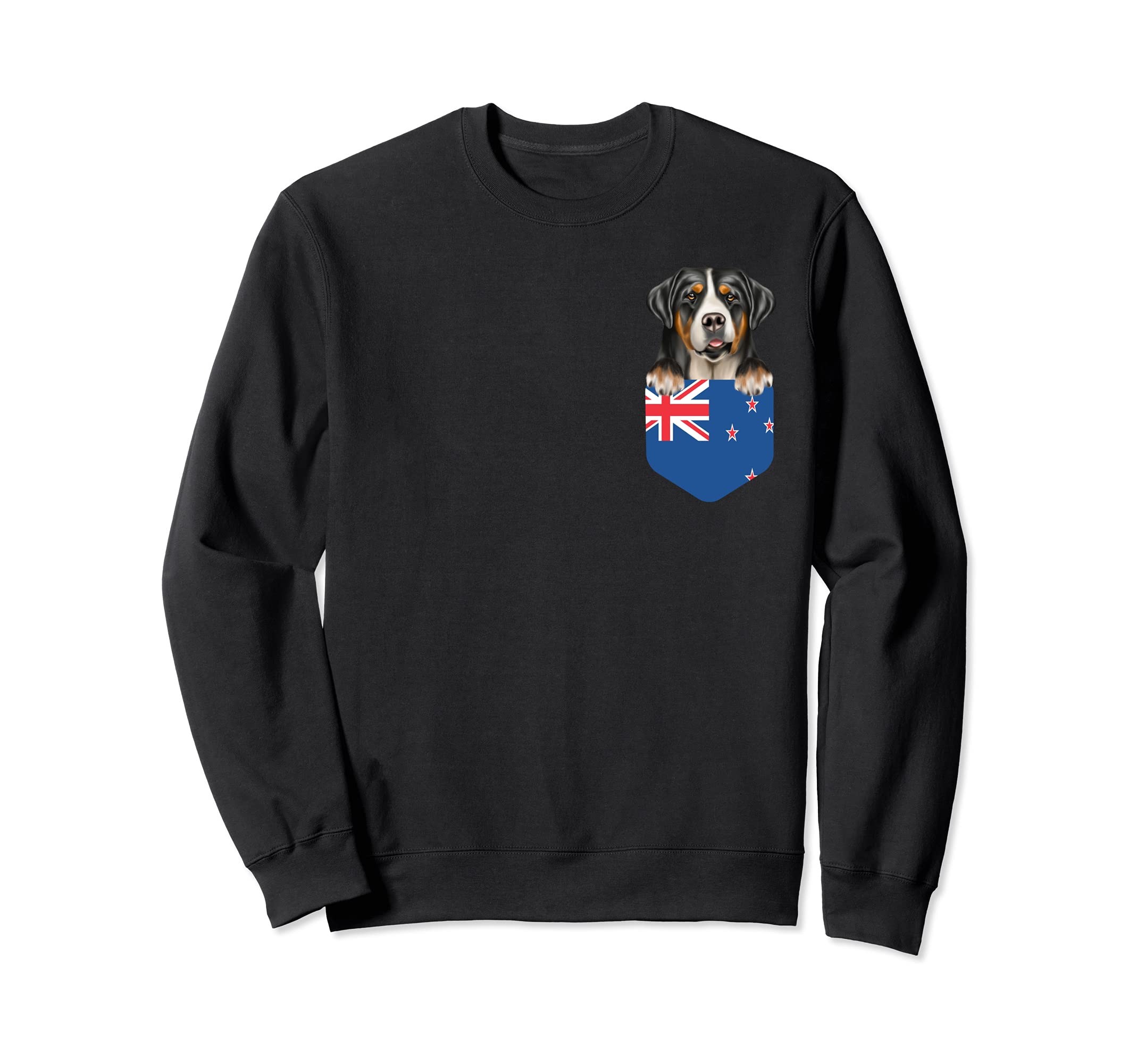 New Zealand Flag Greater Swiss Mountain Dog Dog In Pocket Sweatshirt