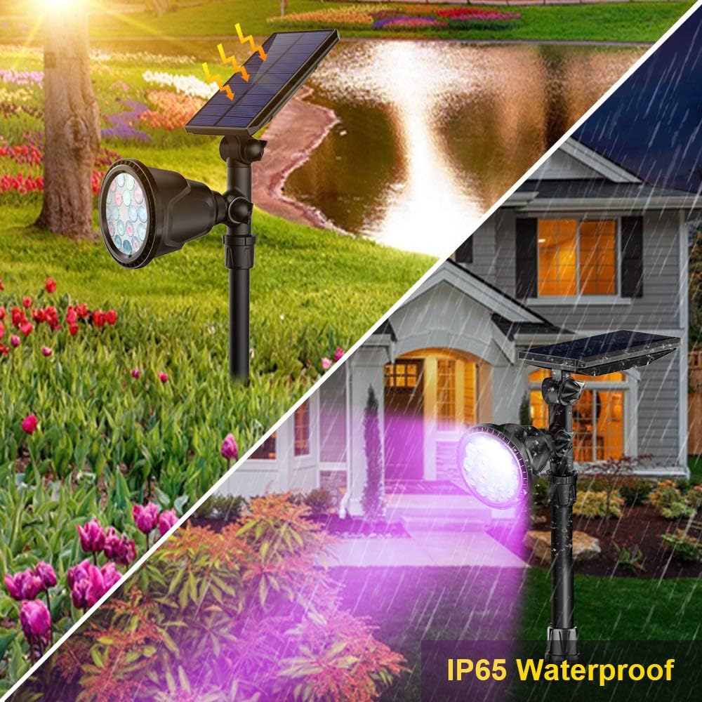 Outdoor Solar Spot Lights, Super Bright 18 LED Security Lamps Waterproof Spotlight for Garden Landscape Path Walkway Deck Garage (7 Colors, 2 Pack) - - 