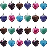 Lezam 24 Pieces Healing Crystal Heart Moon Cross Shaped Pendants Necklace Charms for DIY Jewelry Making Natural Quartz Stones Chakra Love Beads Bulk