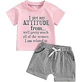 Fernvia Toddler Girls Summer Clothes Baby Kids 1T 2T 3T 4T Short Sleeve Letter T-Shirt Tops + Shorts Outfits Sets