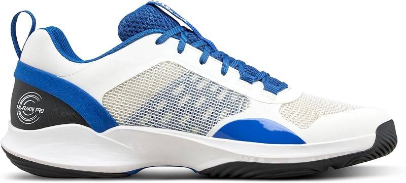 Hurakn Pro V2 Ténis de Padel masculinos, Ajuste Seguro, Estrutura Dinâmica, Design Respirável, Amortecimento Suave, Estabilidade Lateral, Cor: Branco/Deja VU Azul/Preto, Número: 40