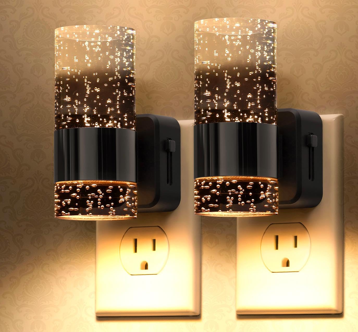 Photo 1 of DALUXshop LED Night Lights Plug into Wall, 2-Pack Dimmable Plug in Nightlights, Dusk-to-Dawn, Madison Wall Sconce-Style, Auto-On/Off, Home Decor for Bedroom, Bathroom, Hallway, Kitchen, Gradient Black