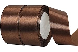 IEFOAH 1 1/2 Inch Brown Satin Ribbon,50 Yards Brown Ribbon Solid Fabric Ribbon for Gift Wrapping Floral Bouquets Wedding Home Party Decoration