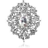 Silver Vintage Crystal Brooch Pin for Women, Elegant Bridal Accessory, Rhinestone Jewelry Pins for DIY Bridal Wedding Bouquet Bridesmaid Jewelry (1.67" X 1.36")