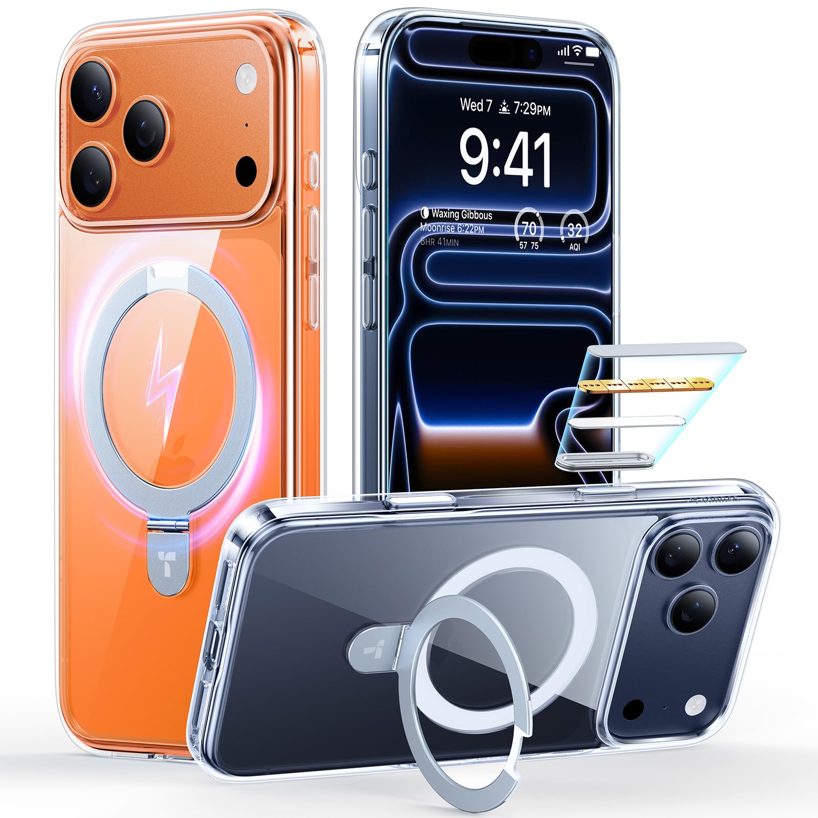Photo 1 of TORRAS Ostand Magnetic for iPhone 17 Pro Max Case, Fit for MagSafe, Sturdy Stand, Military Grade Drop Tested, Camera Control Button, Clear Slim Soft Edge Case for iPhone 17 Pro Max 6.9", Clear