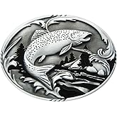 JEAN'S FRIEND Vintage Style Fish Fishing Wildlife Fisherman Elephant Western Oval Belt Buckle
