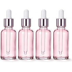 Fibraze 4 Pack Mini Dropper Bottles Rose gold Travel Serum Bottle Mini Travesl Dropper Bottle with Cap Empty Travel Oil Dropp