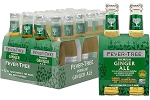 FEVER-TREE Fever Tree Ginger Ale - Premium Quality Mixer - Refreshing Beverage for Cocktails & Mocktails. Naturally Sourced Ingredients, No Artificial Sweeteners or Colors - 200 ML Bottles - Pack of 24