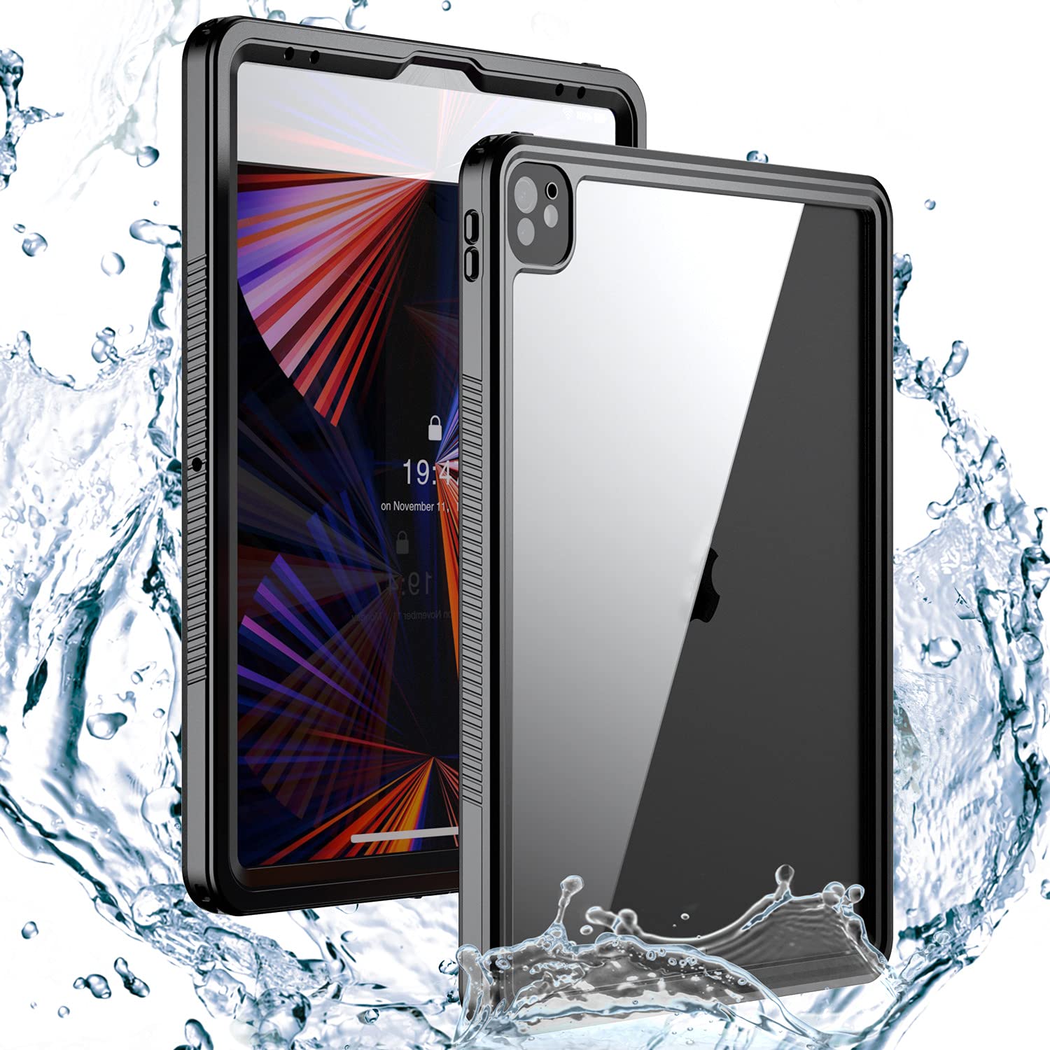 YEON for 2021 iPad Pro 12.9【 5th Generation 】Waterproof Case, Outdoor Sports IP68 Waterproof Shockproof Snowproof Dustproof Built-in Screen Protector Rugged Case for iPad Pro 12.9 2021
