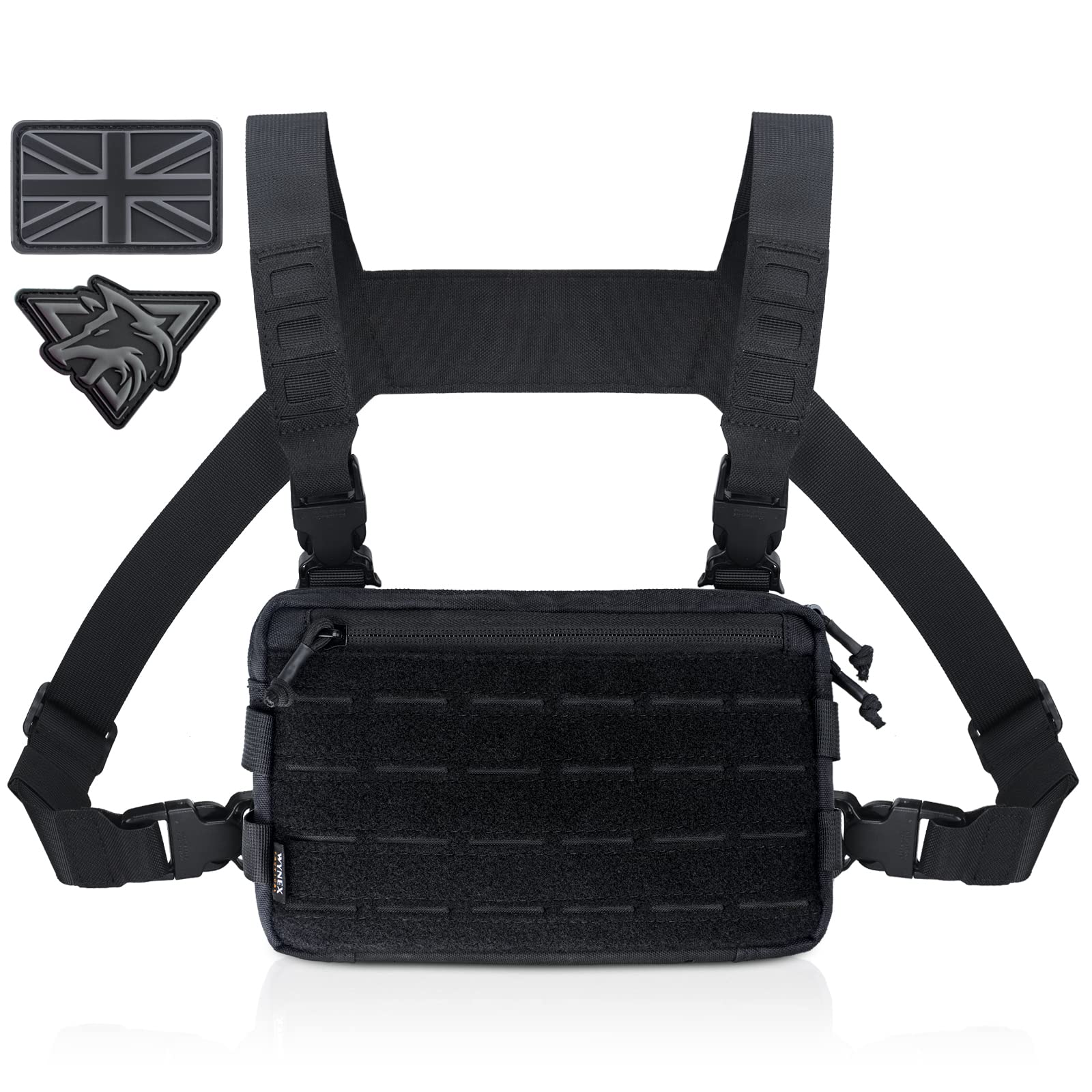 WYNEX Tactical Chest Rig Pack for Men, Running Chest Bag with Front Loop Recon Chest Rigs for Hunting Outdoor EDC