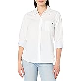 Nautica Womens Button Front Long Sleeve Roll Tab Shirt