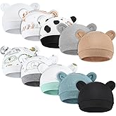 Velmitten 10 Pcs Preemie Hats Cotton Preemie Caps Bows Turban Premature Baby Boys Girls Hospital NICU Hat