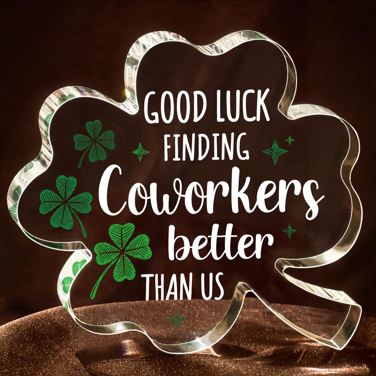 IDELTIME Leaving Gifts for Colleagues Women Men - Good Luck Clover Plaque, Leaving Presents for Colleagues, Farewell Gifts for Coworkers, Work Colleague Gift for Women Men Coworkers Going Away