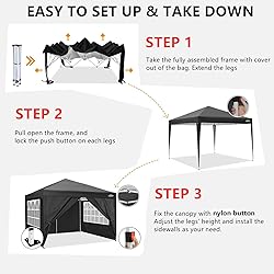 COBIZI 10x10 Pop Up Canopy Tent with 4 Removable