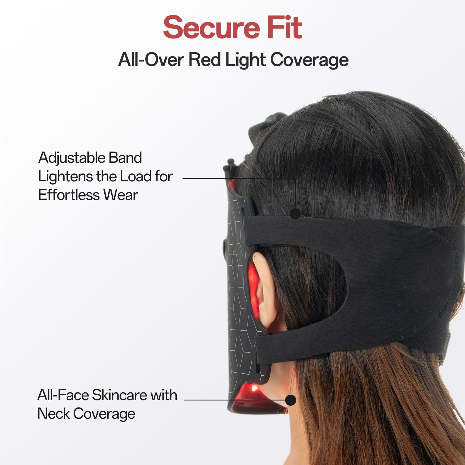 SUERBEATY Red Light Mask - 7 Colors Red Light Mask for Face, Facial Skin Care Mask at Home, Cordless, Ergonomic Design and Rechargeable for Home - Black